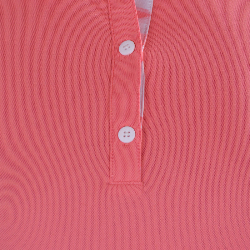 FOOTJOY Watercolor Trim Stretch Pique Women's Polo (Coral) - Image 3