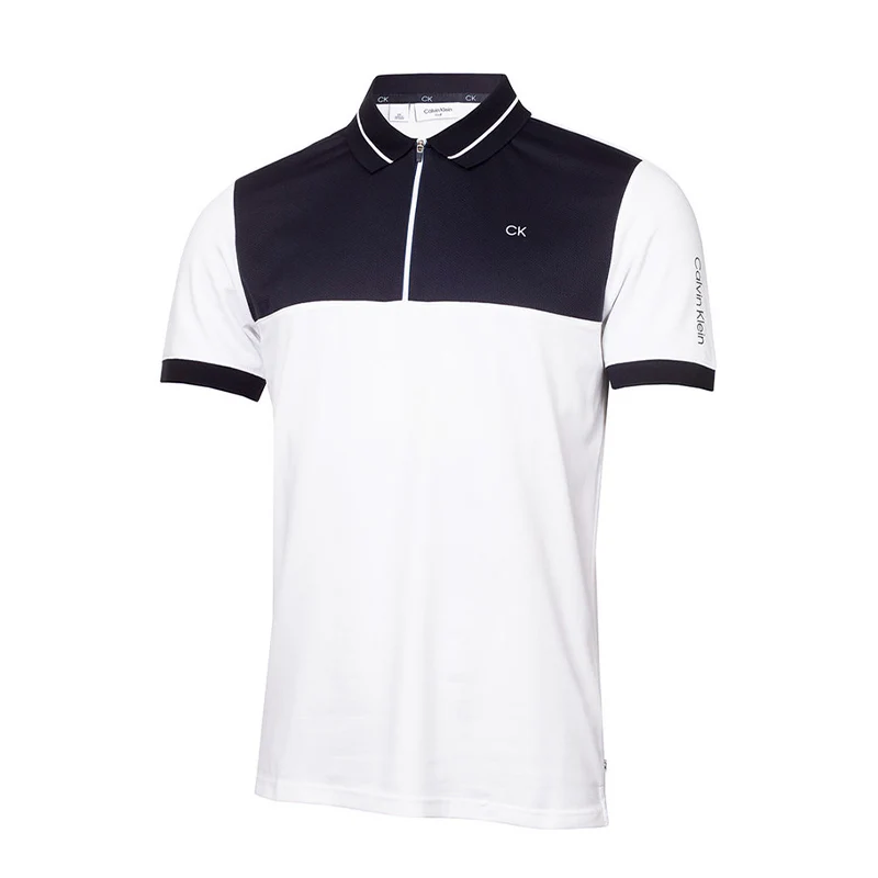 CALVIN KLEIN Whitman Zipped Men's Polo (White/Navy)