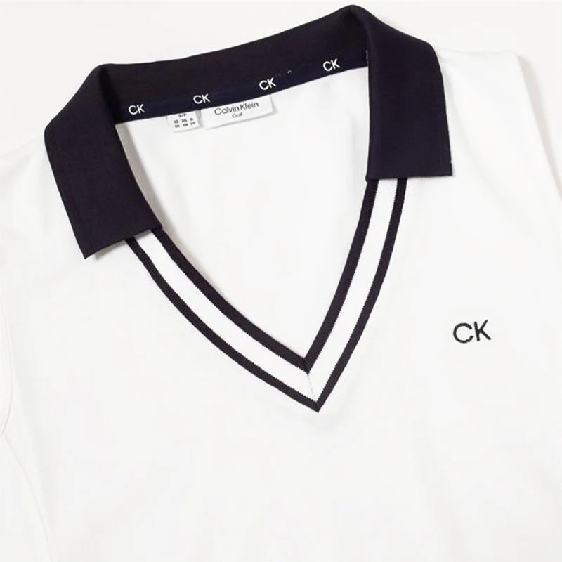 CALVIN KLEIN Delaware Women's Sleeveless Polo (White) - Image 3