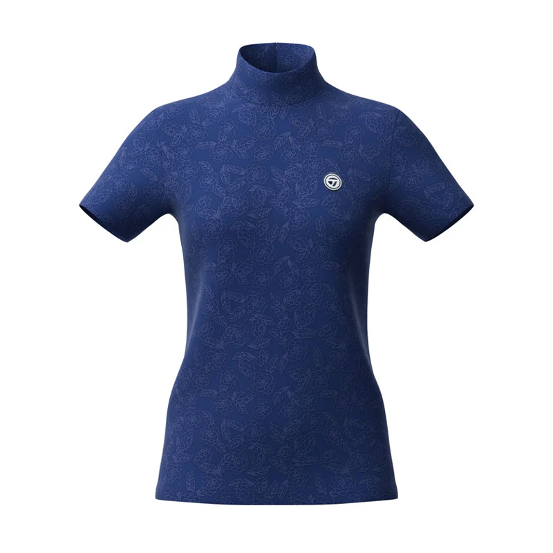 TAYLORMADE Flower Jacquard Women's Mock Shirt (Navy)