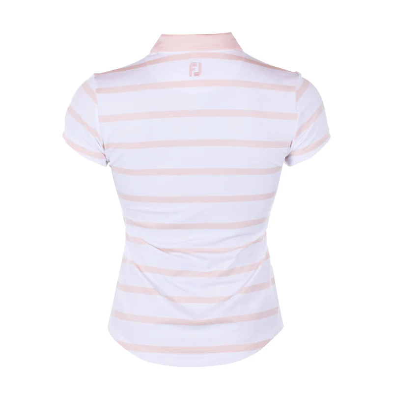 FOOTJOY Spacedye Stripe Women's Polo (White/Brown) - Image 2