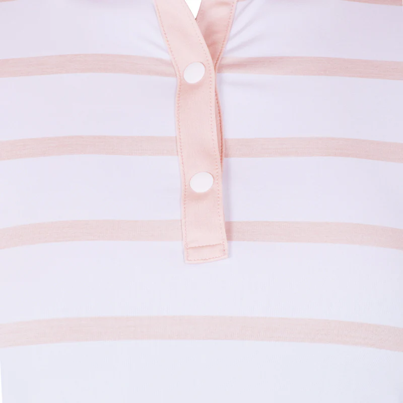 FOOTJOY Spacedye Stripe Women's Polo (White/Brown) - Image 3