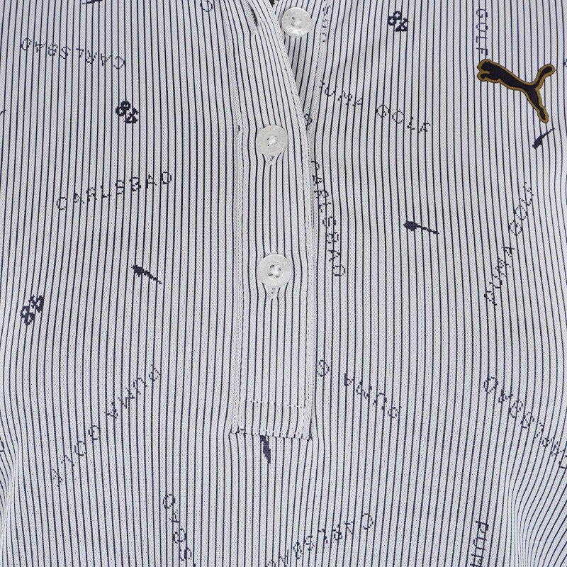 PUMA Women's Striped Polo (Bright White) - Image 3