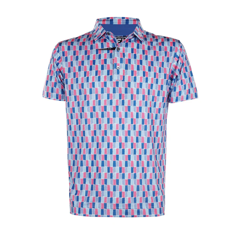 FOOTJOY FootJoy Painted Tile Lisle Men's Polo (Sapphire/Rose/Mist)