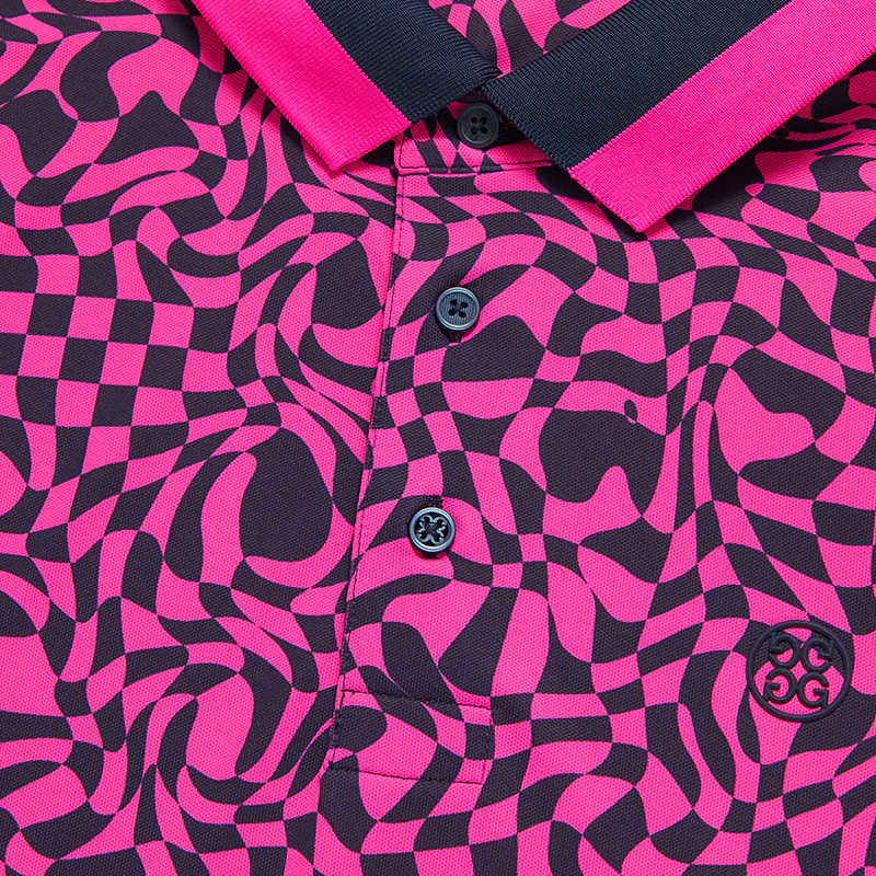 GFORE Mini Distorted Pique Men's Polo (Day Glo Pink) - Image 4