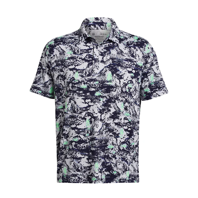 UNDER ARMOUR Playoff 3.0 Printed Men's Polo (Halo Grey/Green)