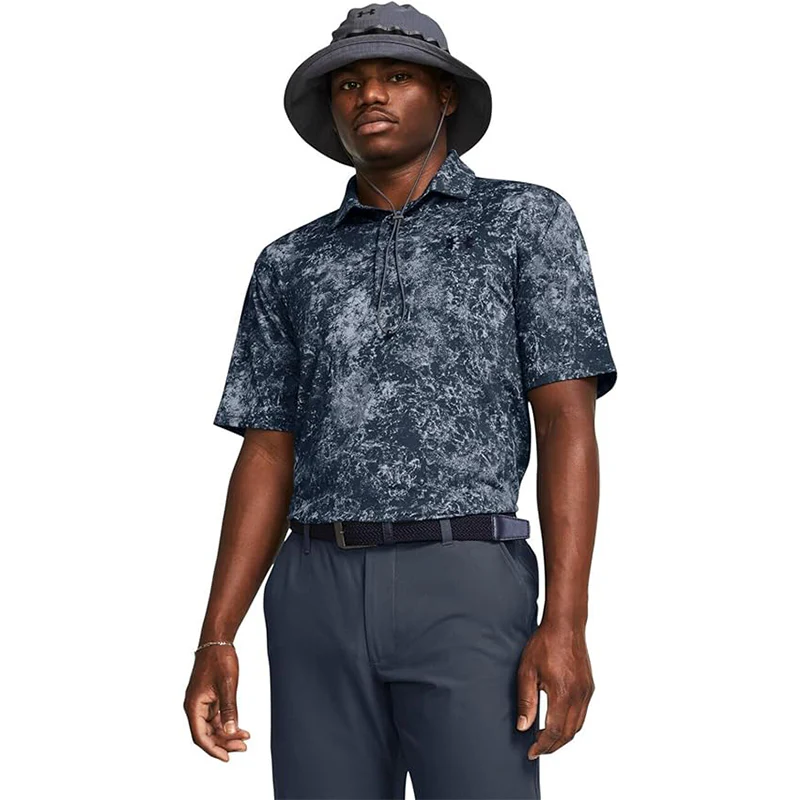 UNDER ARMOUR Playoff 3.0 Printed Men's Polo (Green/Navy) - Image 3
