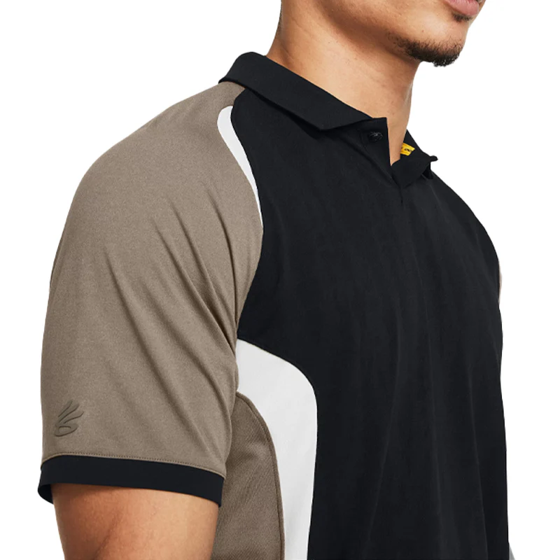 UNDER ARMOUR Curry Jacquard Men's Polo (Black/Taupe Dusk) - Image 3