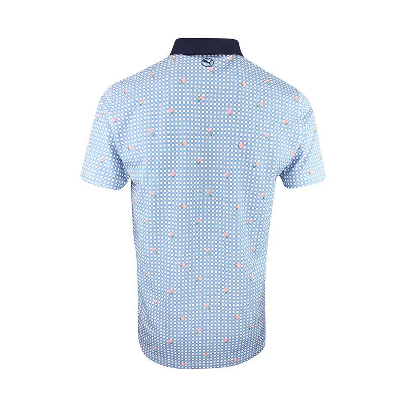 PUMA Pique Gingham Men's Polo (White/Zen Blue) - Image 2