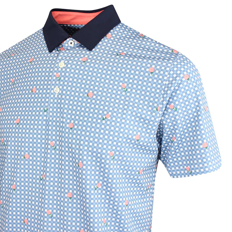 PUMA Pique Gingham Men's Polo (White/Zen Blue) - Image 4