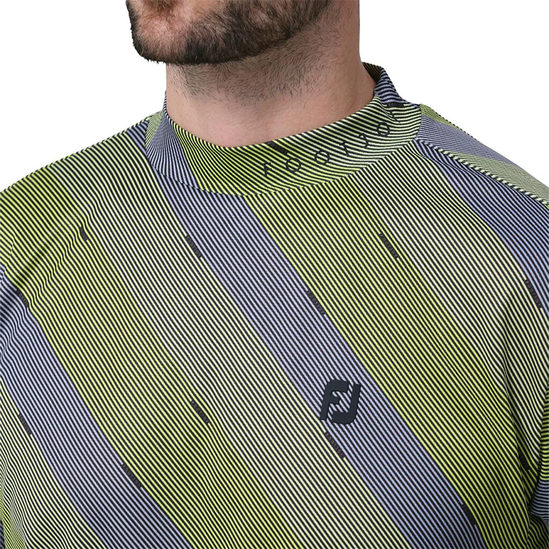 FOOTJOY Japan Print Mock Men's Short Sleeve Shirt (Grey/Yellow) - Image 3