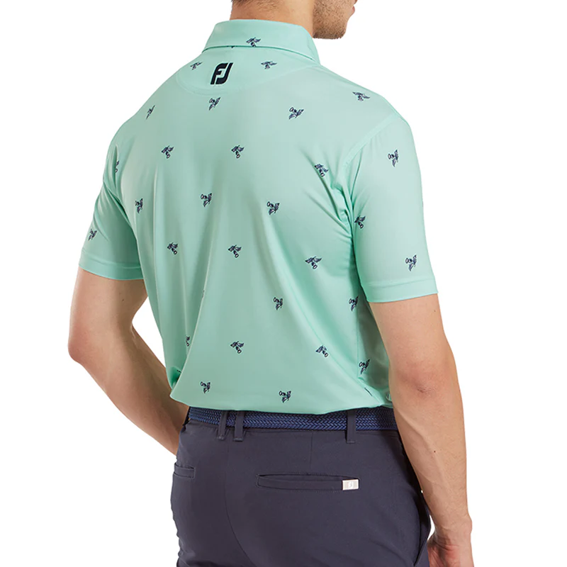 FOOTJOY Thistle Print Lisle Men's Polo (Sea Grass) - Image 4