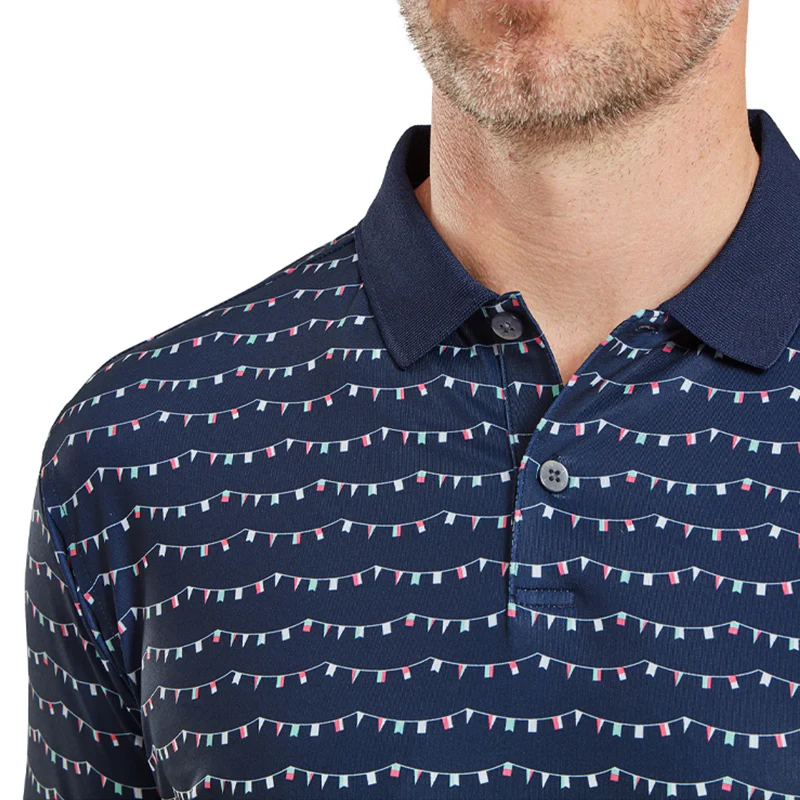 FOOTJOY Flag Banner Print Lisle Men's Polo (Navy) - Image 3
