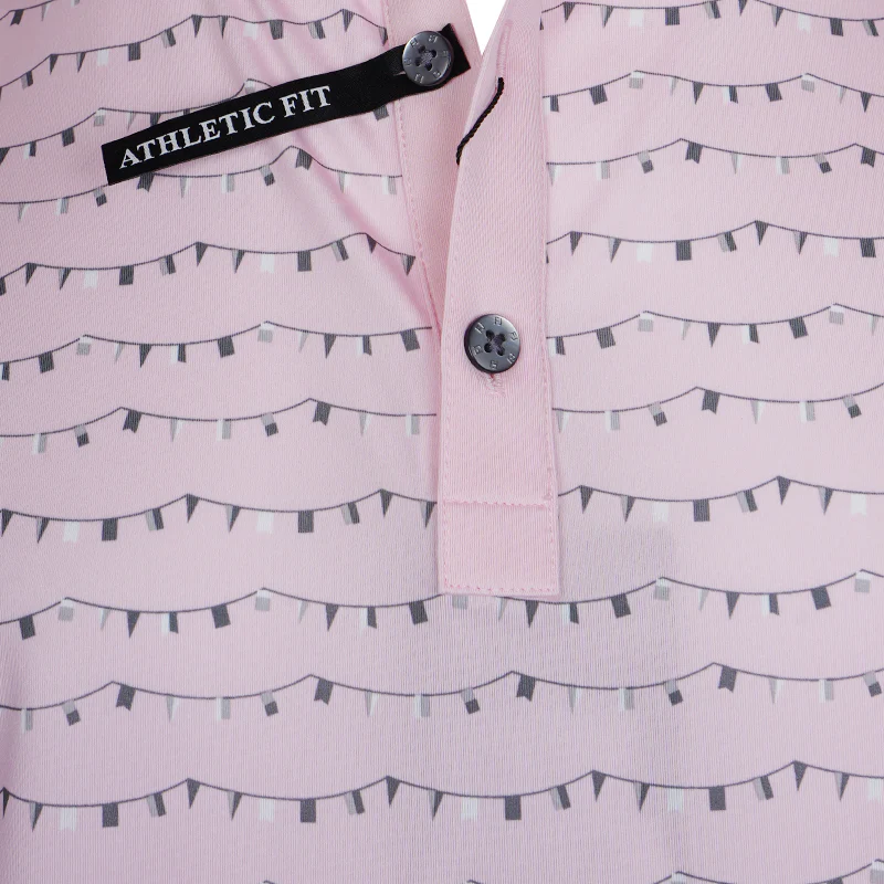 FOOTJOY Flag Banner Print Lisle Men's Polo (Pink) - Image 3