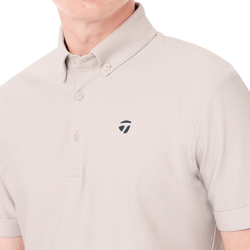 TAYLORMADE Seersucker Men's Polo (Ice Beige) - Image 3