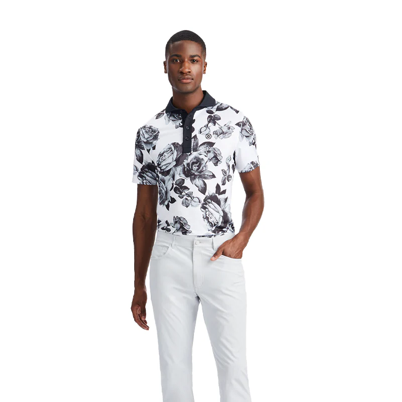 GFORE Floral Tech Men's Jersey Polo (Snow) - Image 4
