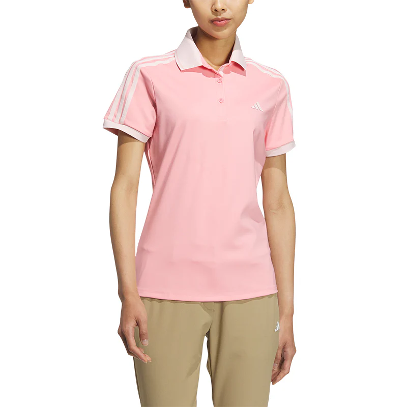 ADIDAS 3-Stripes HEAT.RDY Short Sleeve Women's Polo (Pink) - Image 4