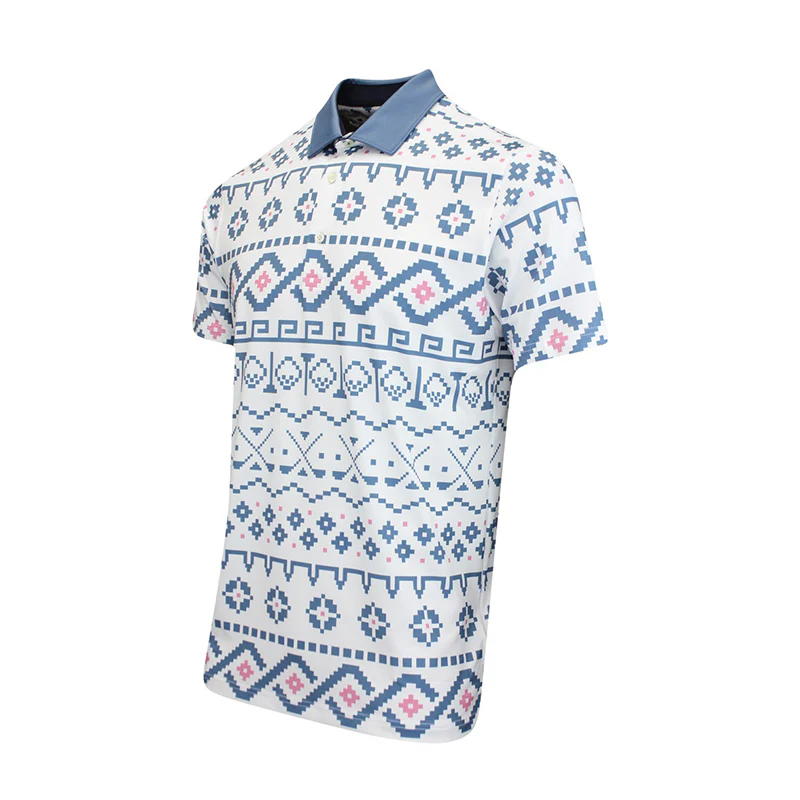 PUMA Fair Isle Print Men's Polo (White/Blue) - Image 3