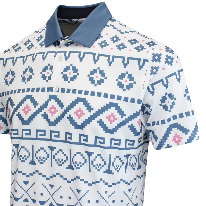 PUMA Fair Isle Print Men's Polo (White/Blue) - Image 4