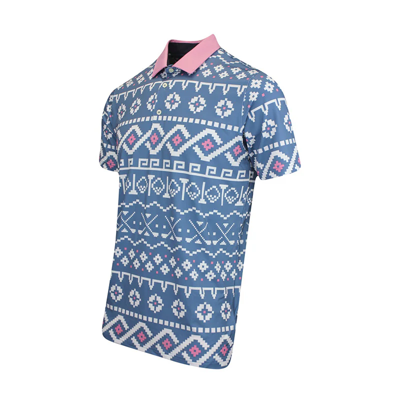 PUMA Fair Isle Print Polo (Blue /White) - Image 3