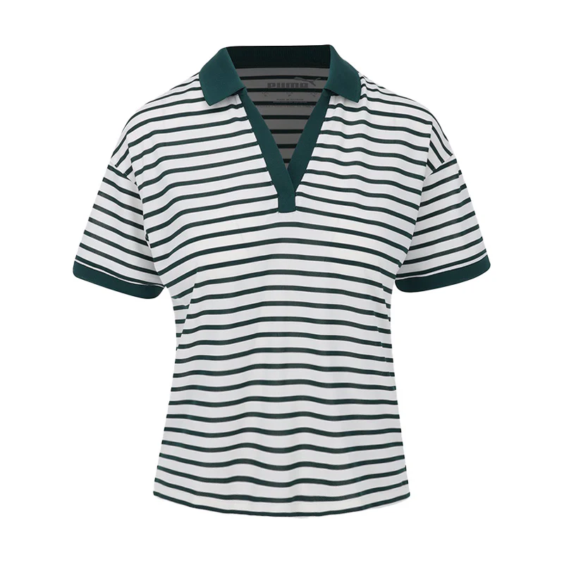 PUMA Everyday Stripe Pique Women?s Polo (White/Green)