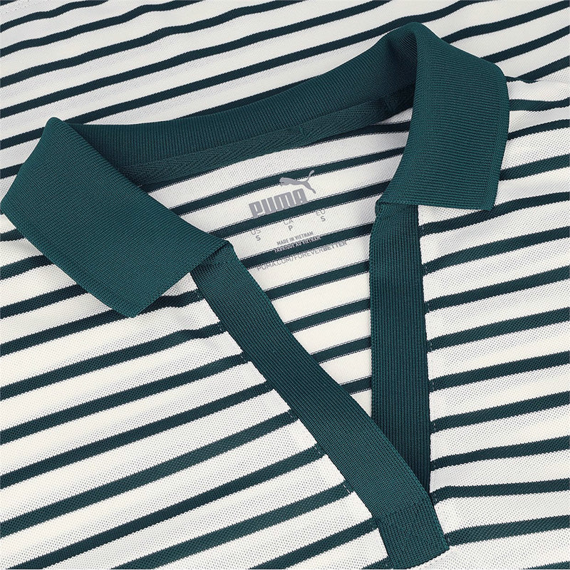 PUMA Everyday Stripe Pique Women?s Polo (White/Green) - Image 3