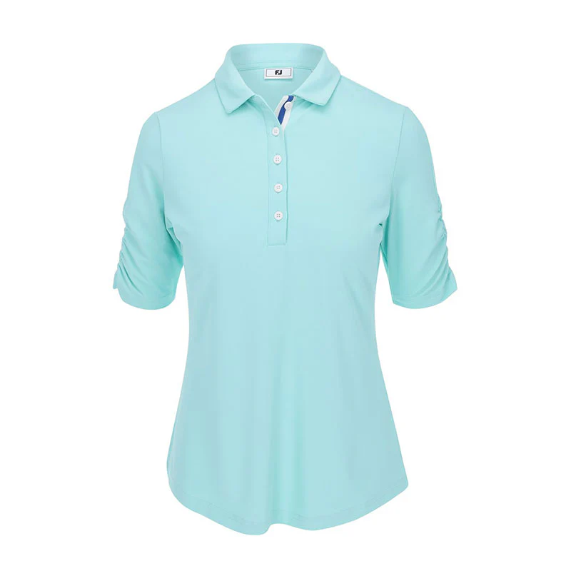 FOOTJOY Ruched Half Sleeve Women?s Shirt (Aqua)