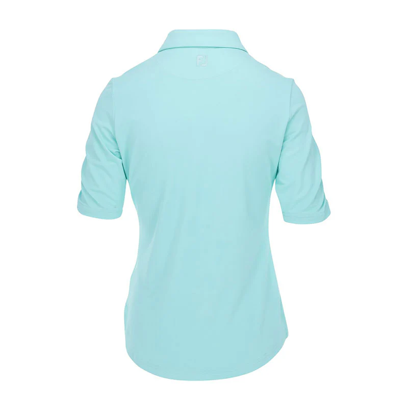FOOTJOY Ruched Half Sleeve Women?s Shirt (Aqua) - Image 2