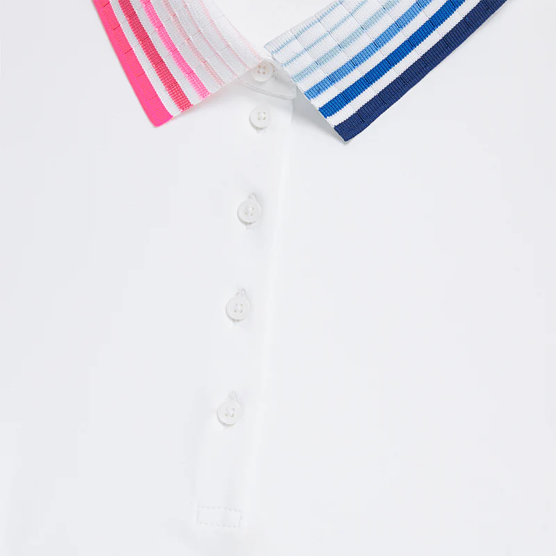 GFORE Pleated Contrast Collar Silky Tech Nylon Women's Polo (Snow) - Image 3