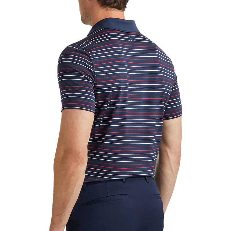 GFORE Multi Stripe Tech Jersey Modern Spread Collar Men's Polo (Twilight) - Image 2