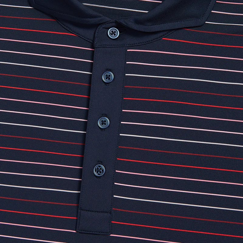GFORE Multi Stripe Tech Jersey Modern Spread Collar Men's Polo (Twilight) - Image 3