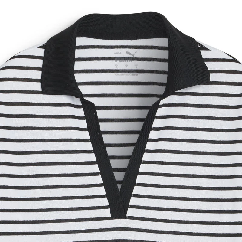 PUMA Everyday Stripe Pique Women?s Polo (White/Black) - Image 3