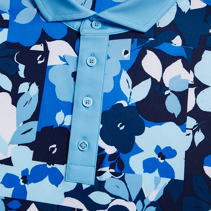 GFORE Patchwork Floral Tech Jersey Men's Polo (Fountain) - Image 3