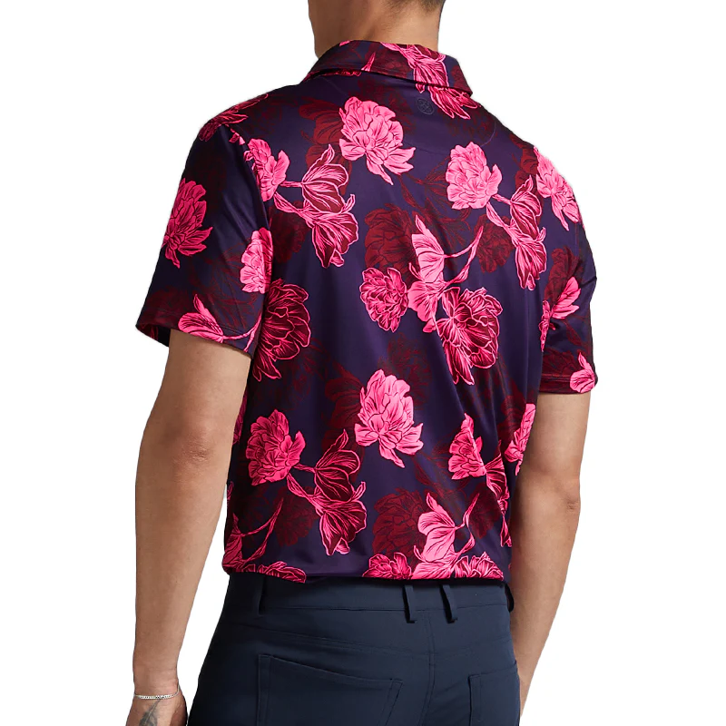 GFORE Stamped Floral Tech Jersey Men's Polo (Cabernet) - Image 2