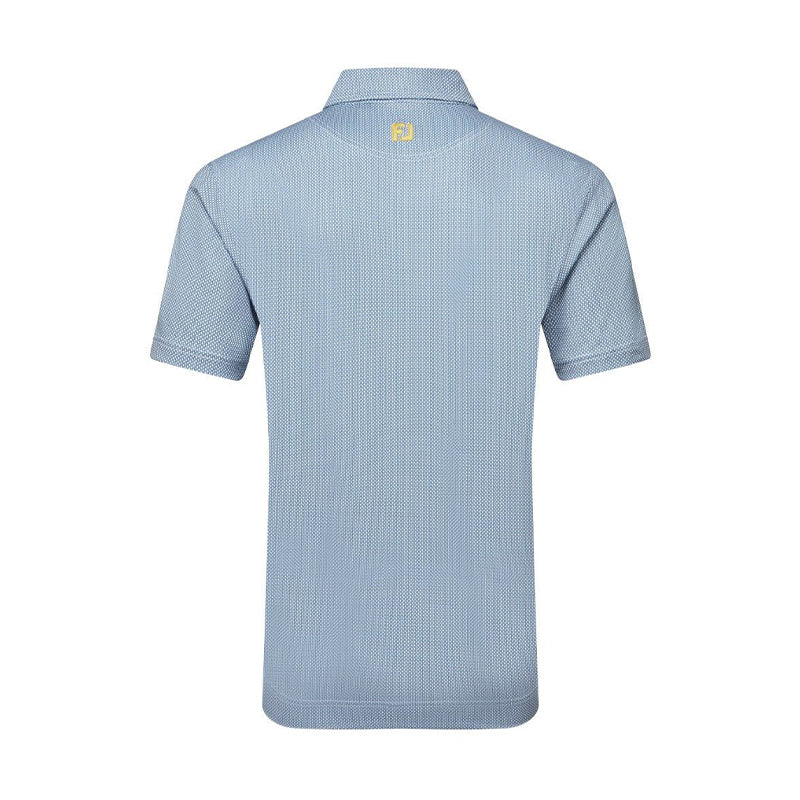 FOOTJOY Octagon Print Lisle Men's Polo (Blue/Silver) - Image 2