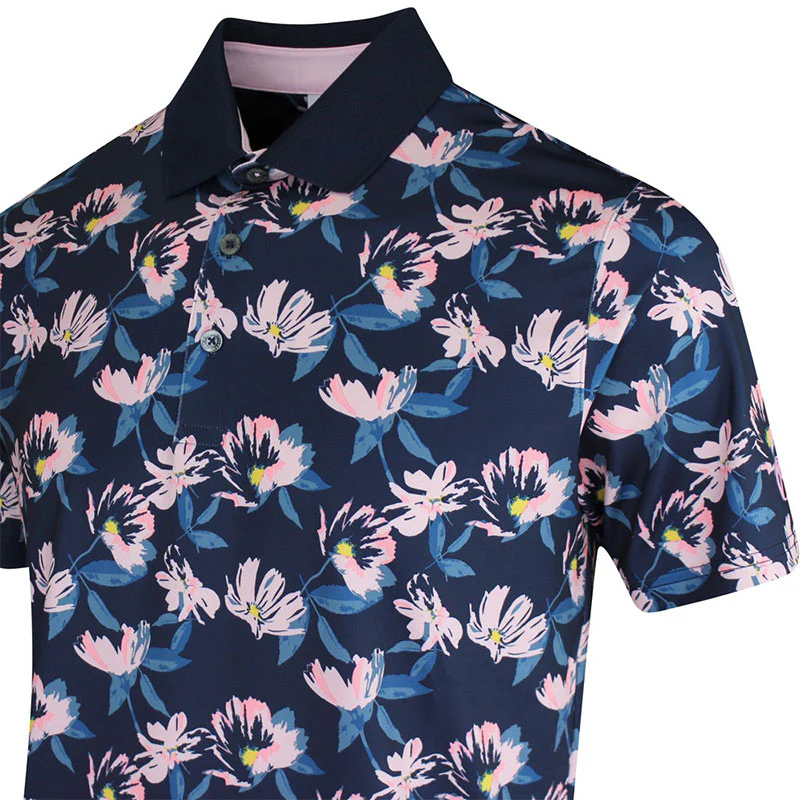 PUMA x Arnold Palmer Spring Florals Men's Polo (Navy/Pink) - Image 3