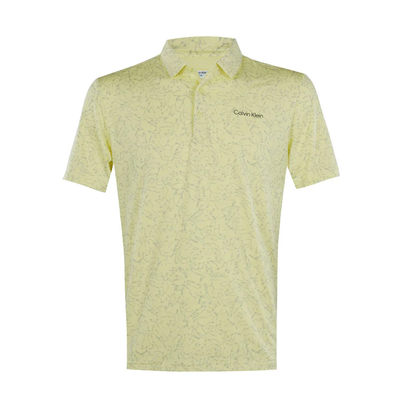 CALVIN KLEIN Abstract Watercolour Printed Men's Polo (Lemon)