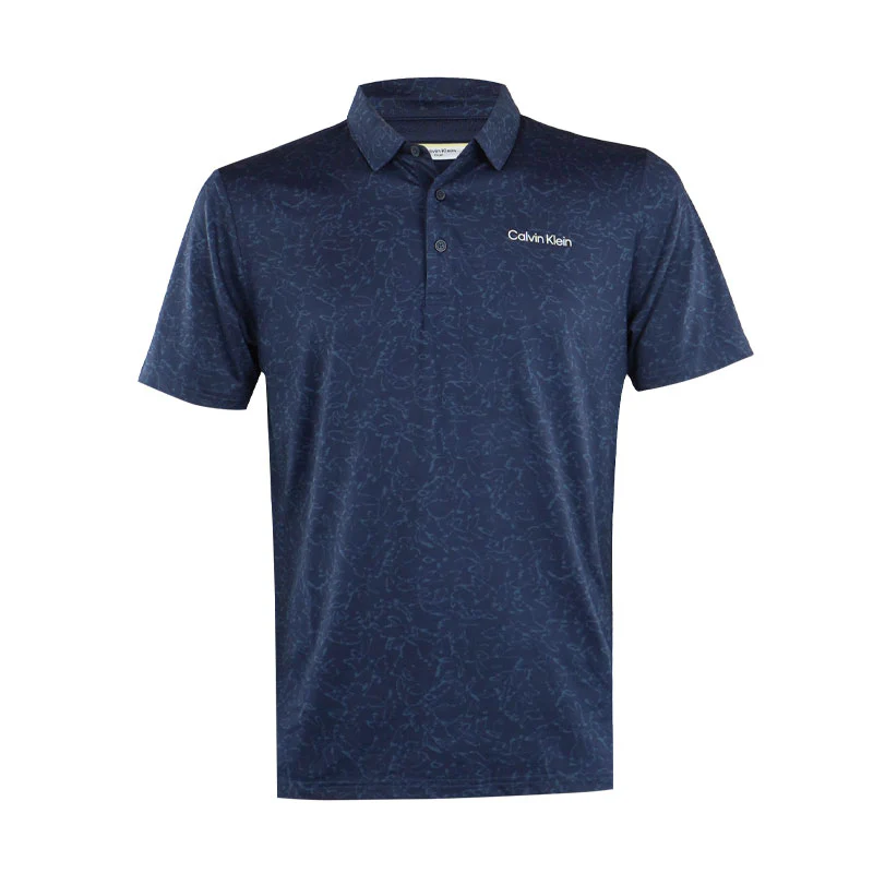 CALVIN KLEIN Abstract Watercolour Printed Men's Polo (Navy)