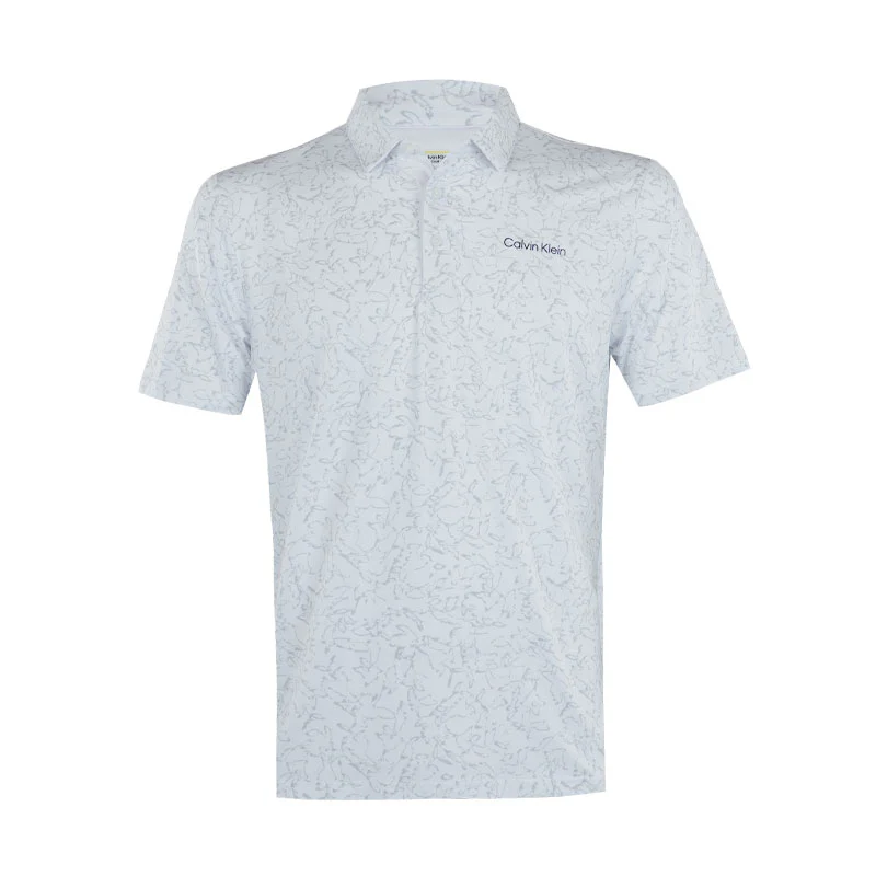 CALVIN KLEIN Abstract Watercolour Printed Men's Polo (White)