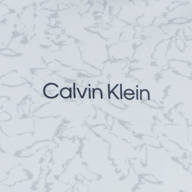 CALVIN KLEIN Abstract Watercolour Printed Men's Polo (White) - Image 4