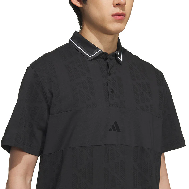 ADIDAS Badge of Sport Jacquard Logo Men's Polo (Black) - Image 3