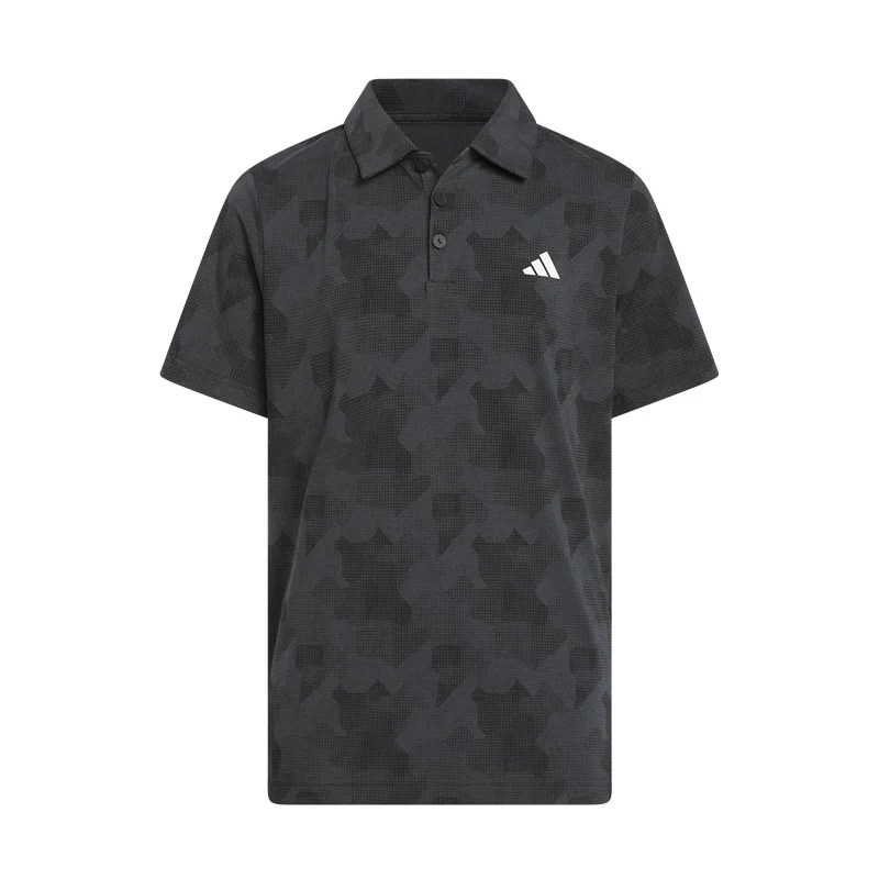 ADIDAS Printed Scripted Boy's Polo (Carbon/Black)
