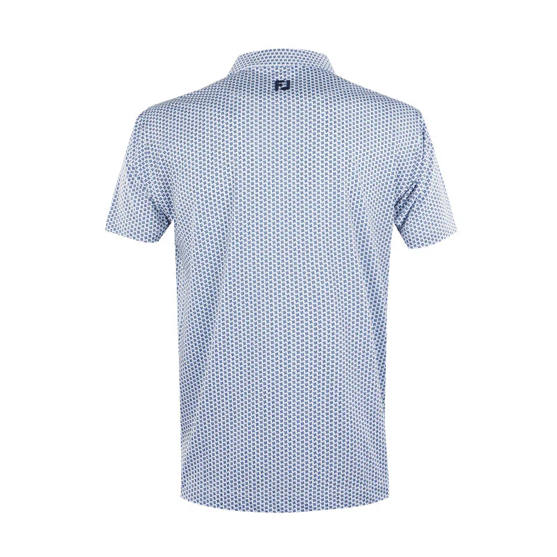 FOOTJOY Houndstooth Geo Lisle Men's Polo (White) - Image 2