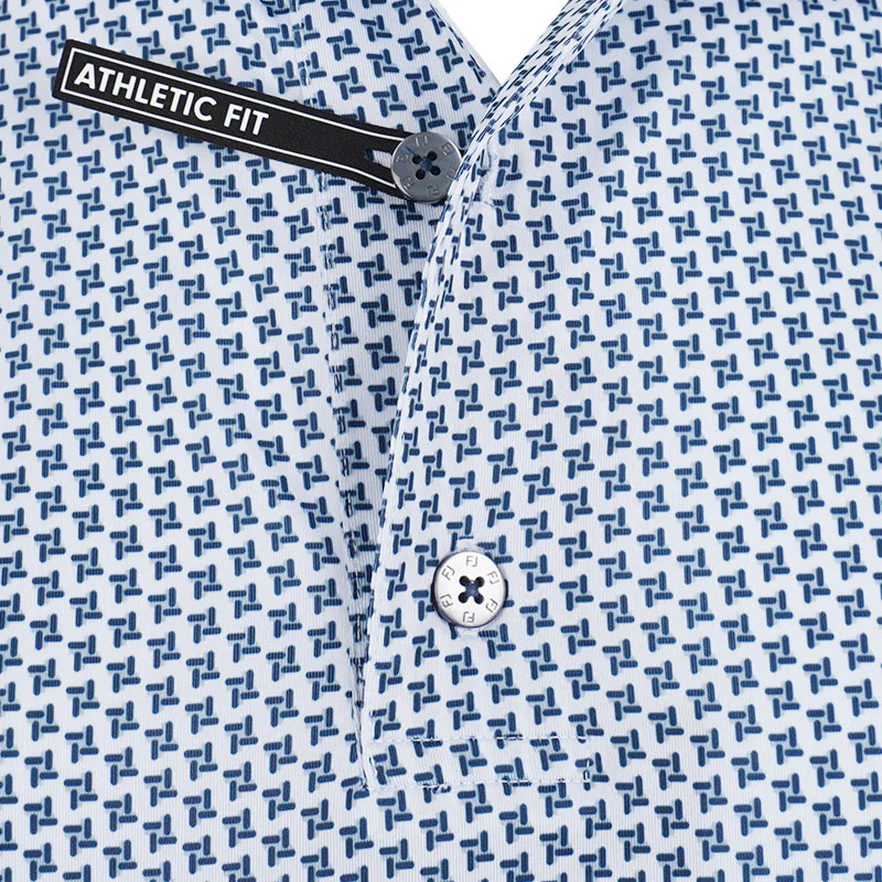 FOOTJOY Houndstooth Geo Lisle Men's Polo (White) - Image 3