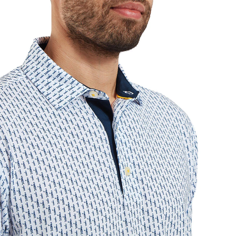 FOOTJOY Figure Print Lisle Men's Polo (Navy) - Image 3
