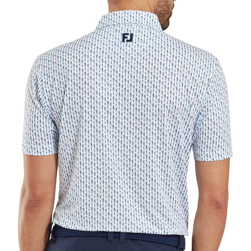 FOOTJOY Figure Print Lisle Men's Polo (Navy) - Image 4