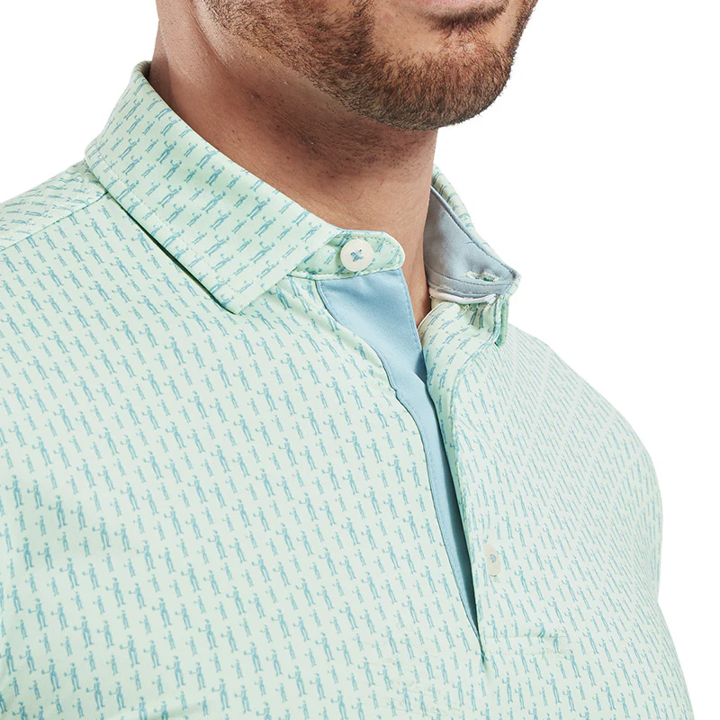 FOOTJOY Figure Print Lisle Men's Polo (Green) - Image 3