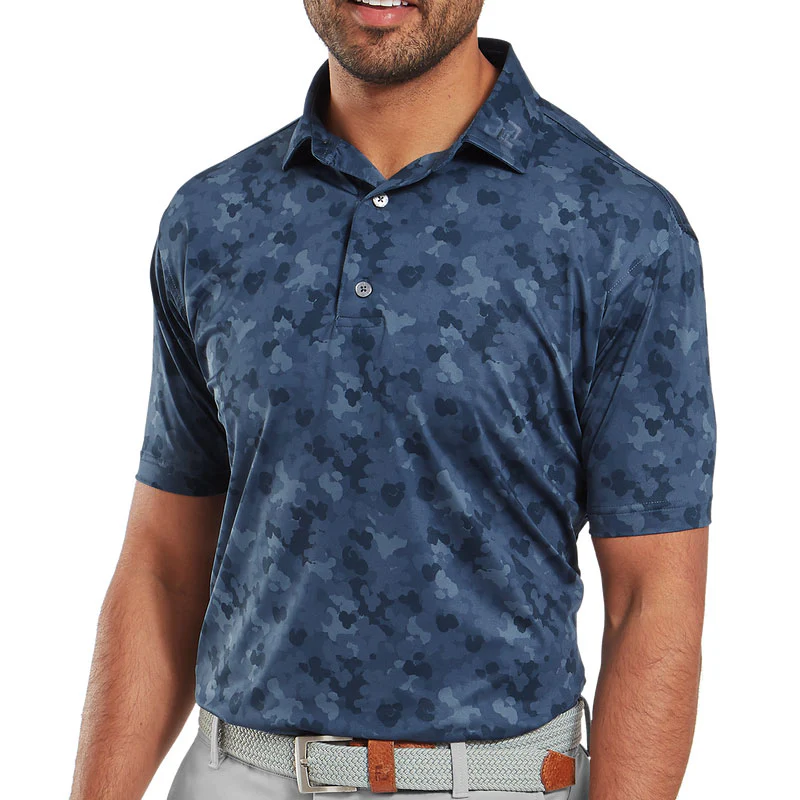 FOOTJOY Leaf Camo Lisle Men's Polo (Blue) - Image 3