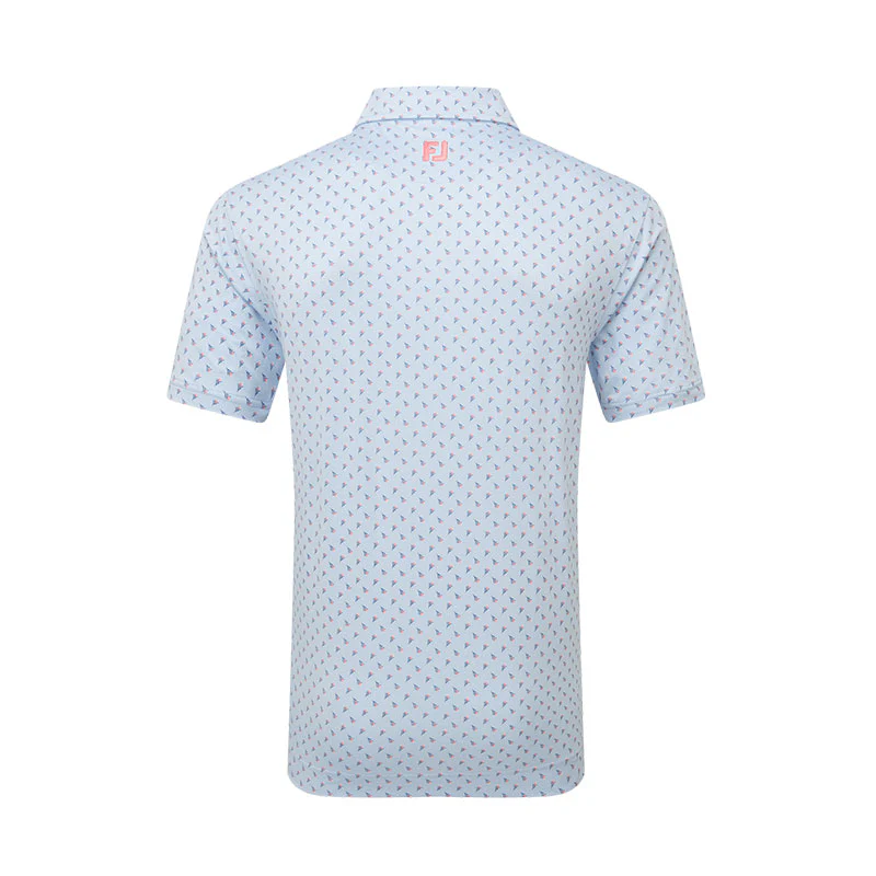 FOOTJOY Flower Bud Foulard Lisle Men's Polo (Light Blue) - Image 2