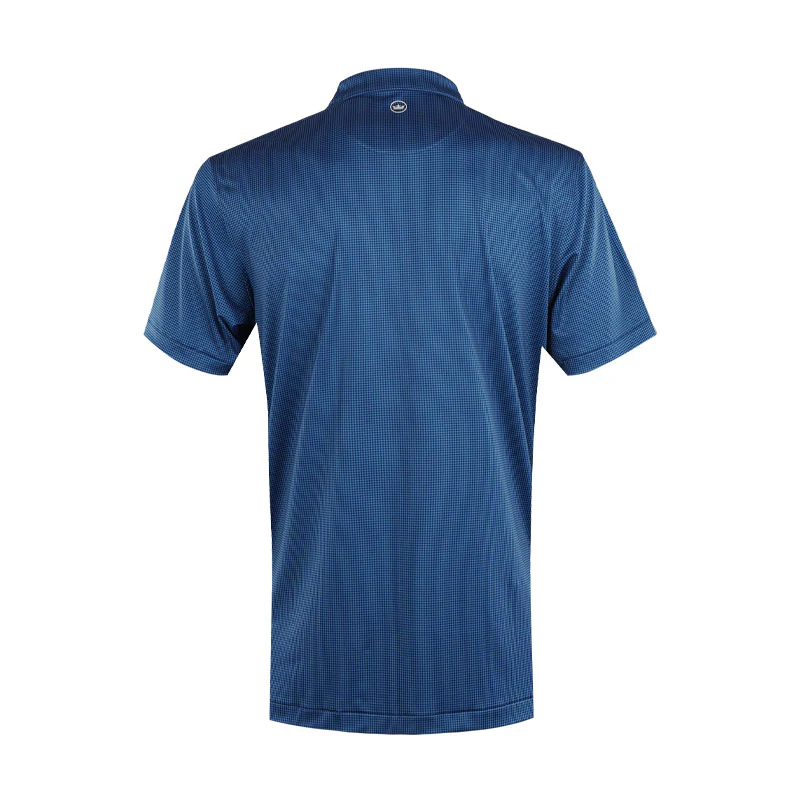 PETER MILLAR Gingham Men's Performance Jersey Polo (Navy) - Image 2